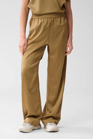 wide leg high waist broek camel