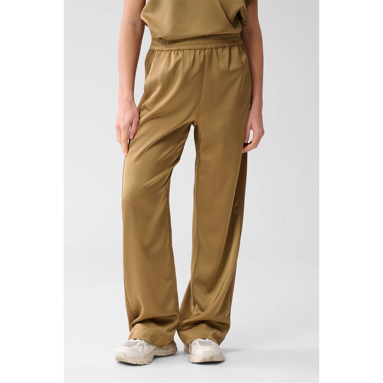 Shoeby wide leg high waist broek camel