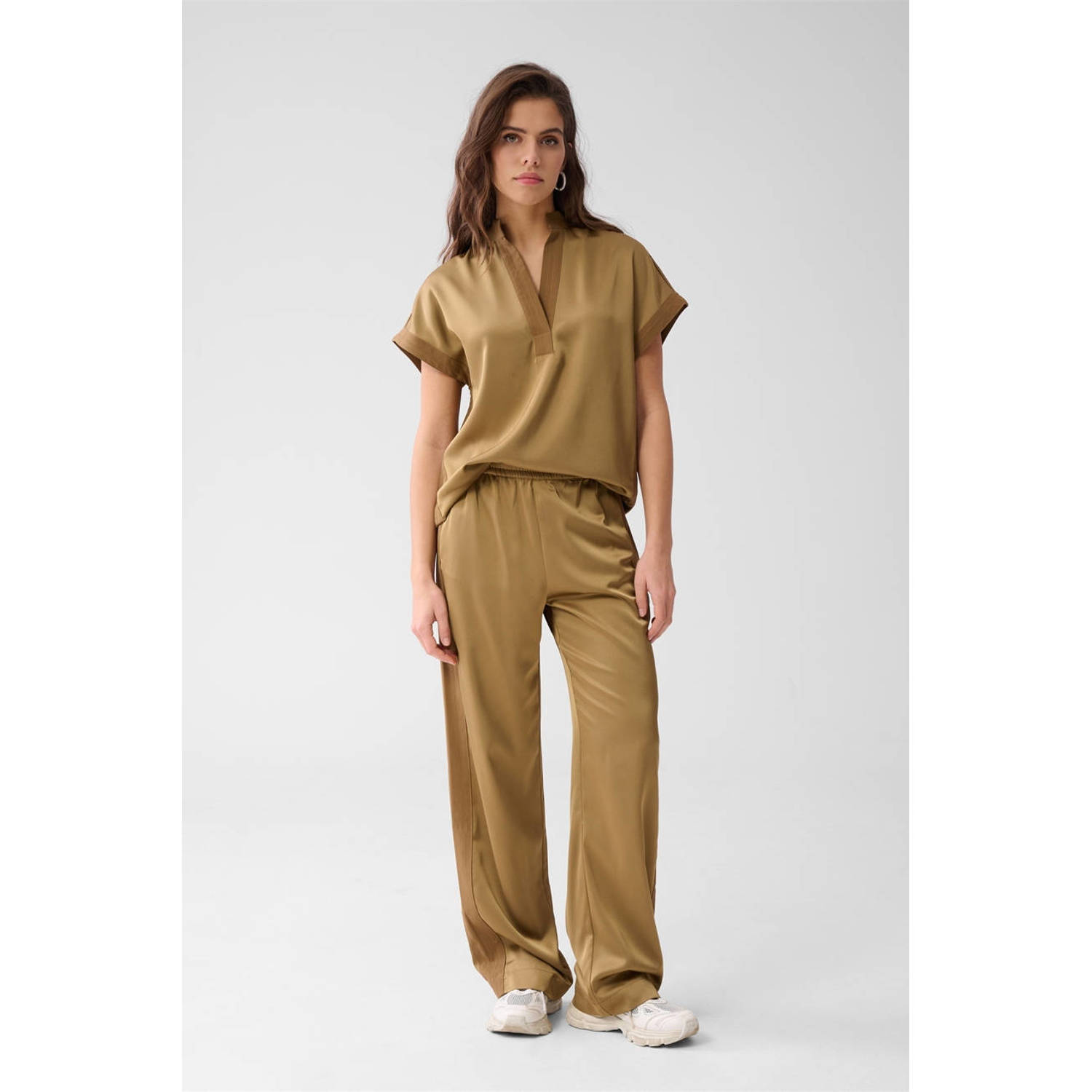 Shoeby wide leg high waist broek camel