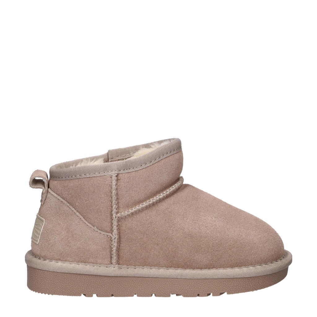 Beige jongens en meisjes Nelson Kids gevoerde suède enkelboots van imitatieleer
