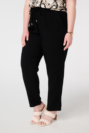 straight regular waist casual broek zwart