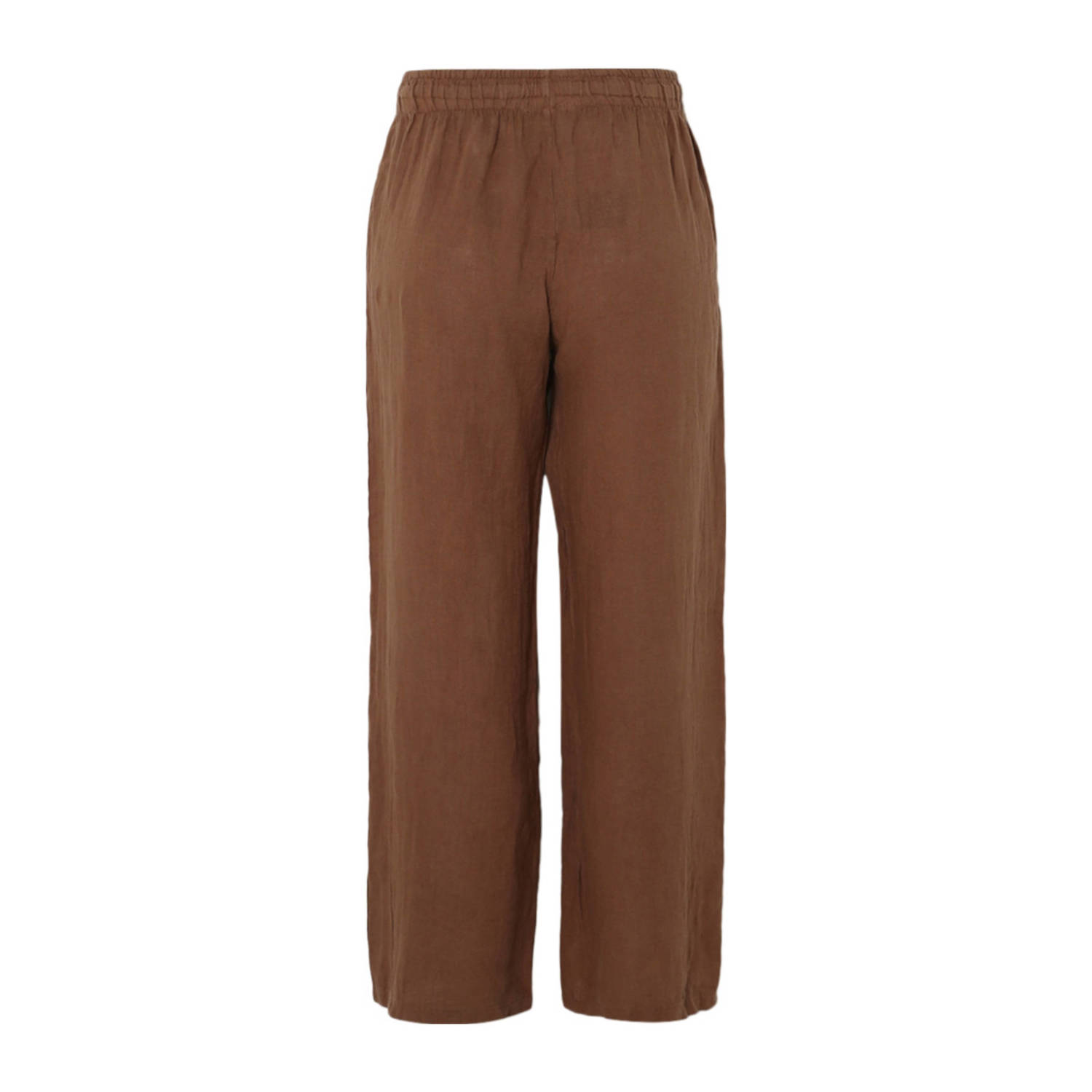 Paprika linnen wide leg regular waist broek bruin