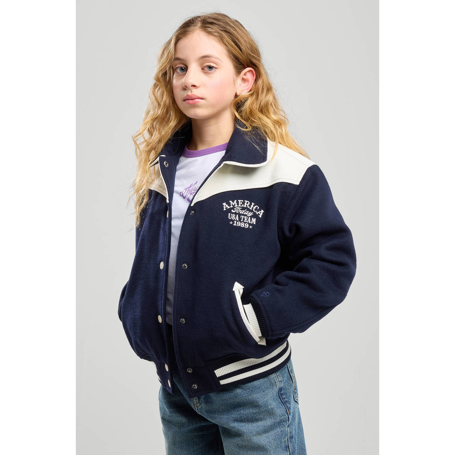 America Today baseball jacket lente donkerblauw