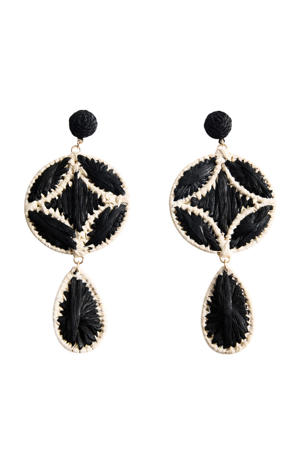 raffia oorbellen zwart