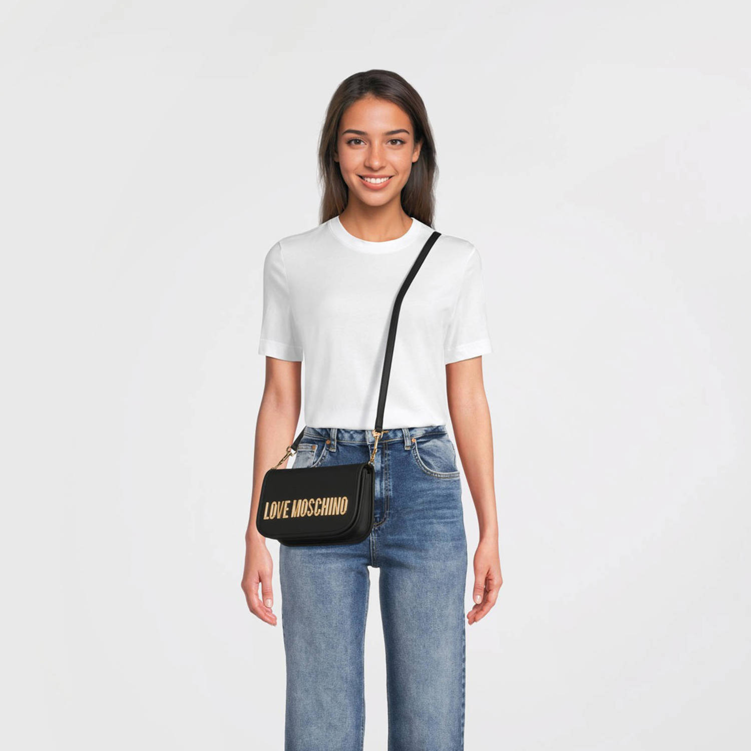 Love Moschino crossbody tas Bold Love zwart
