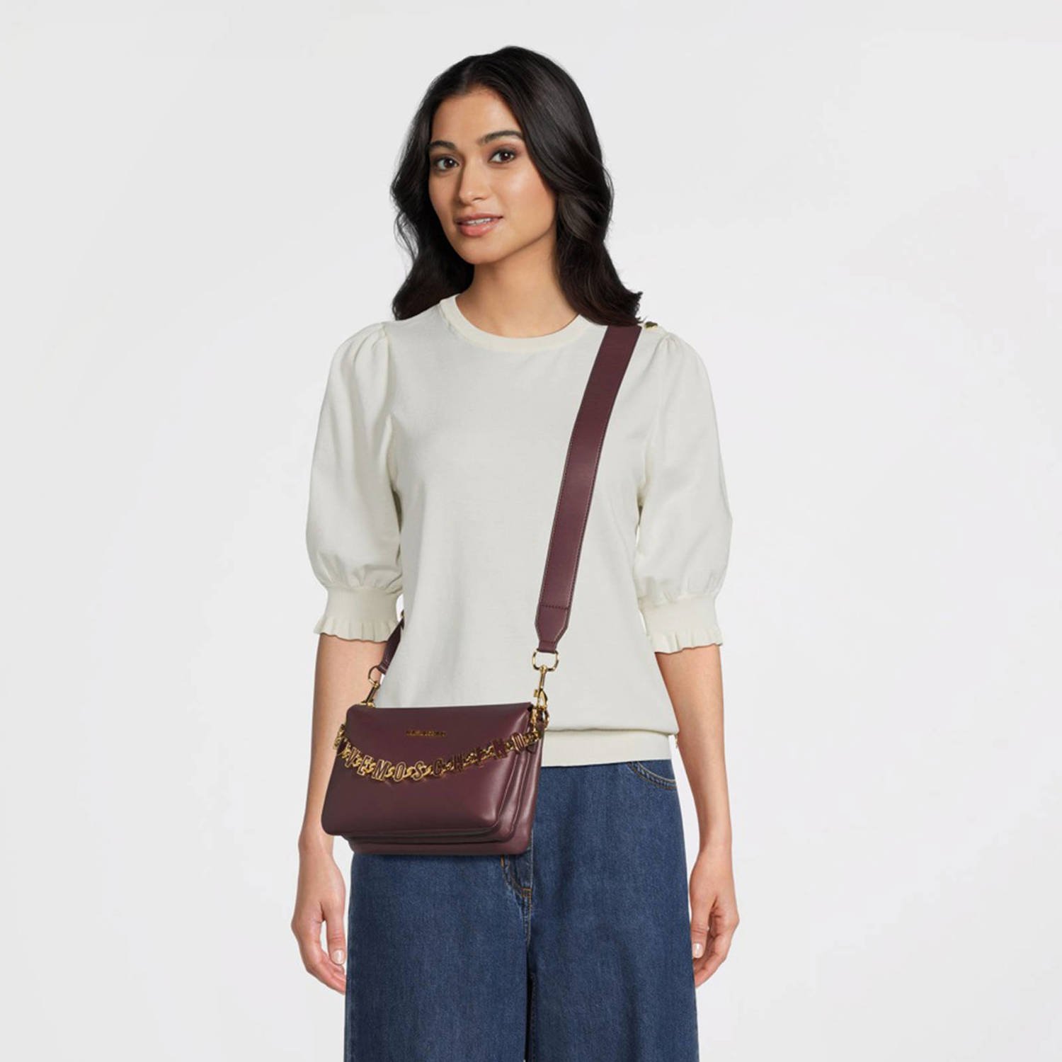 Love Moschino crossbody tas Dangling bordeauxrood
