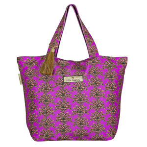 shopper Palm Tree Sunset paars/bruin