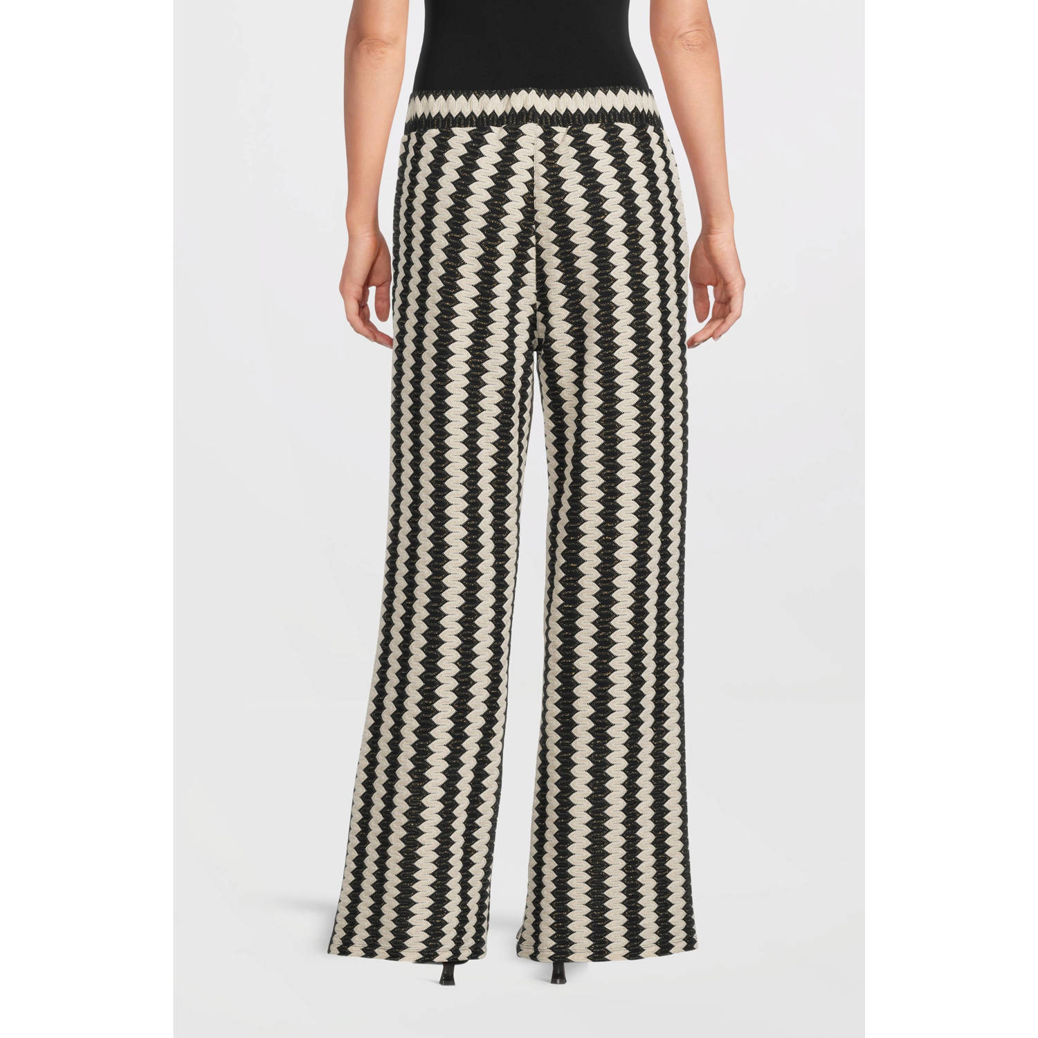 Summum straight regular waist casual broek donkerblauw fijn gebreid