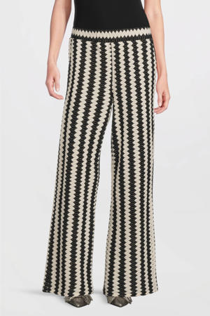 straight regular waist casual broek donkerblauw fijn gebreid