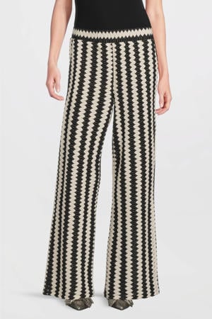 straight regular waist casual broek donkerblauw fijn gebreid