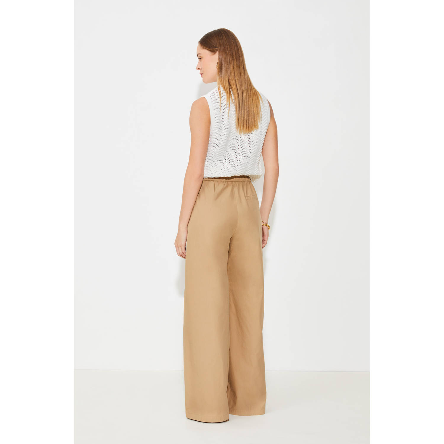 Suncoo Wide leg high waist broek camel