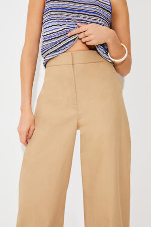 Wide leg high waist broek camel