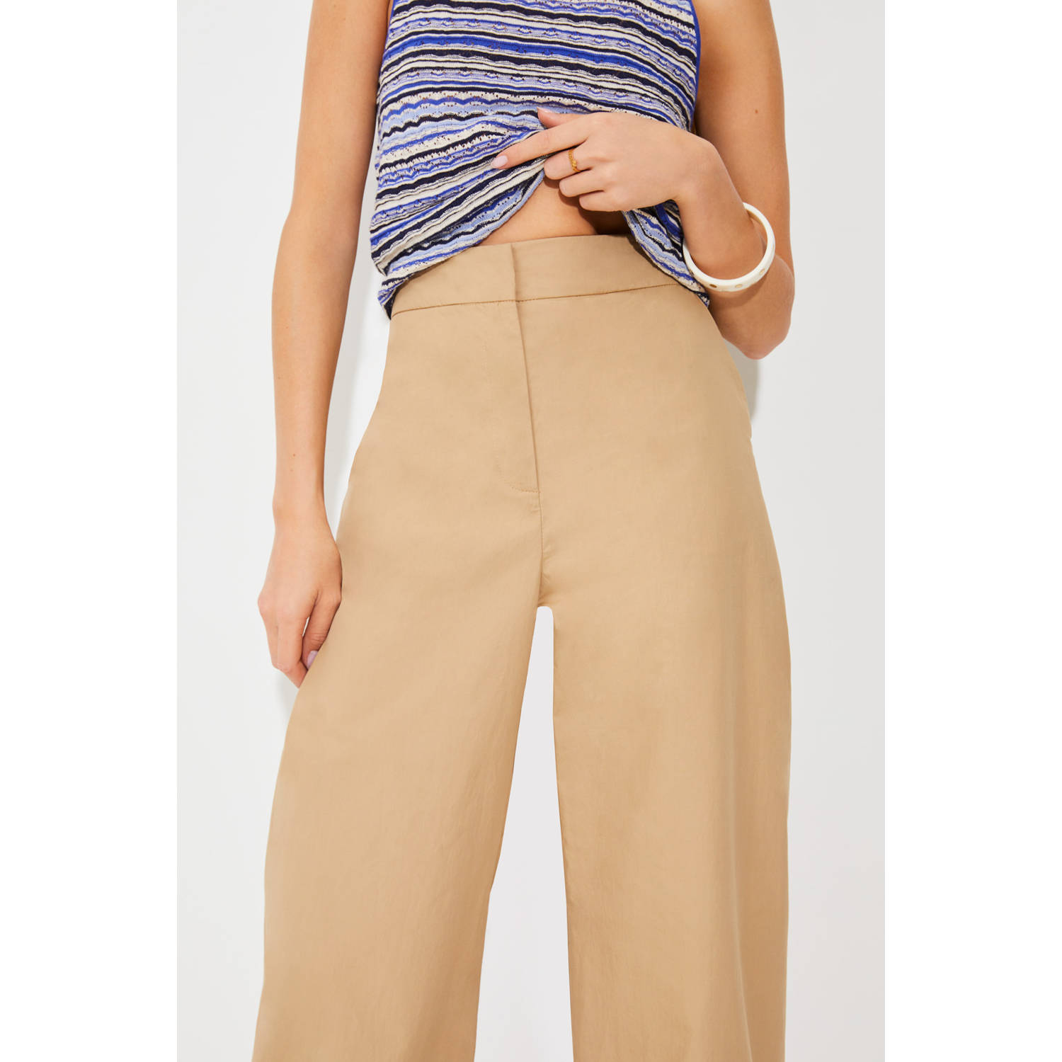Suncoo Wide leg high waist broek camel