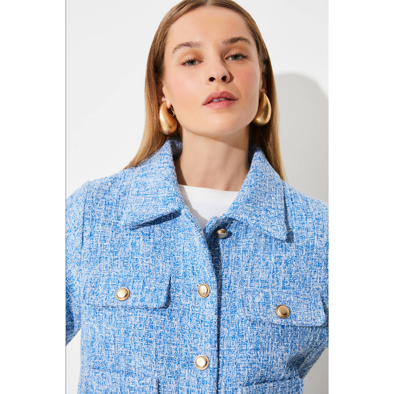Suncoo tweed jasje blauw
