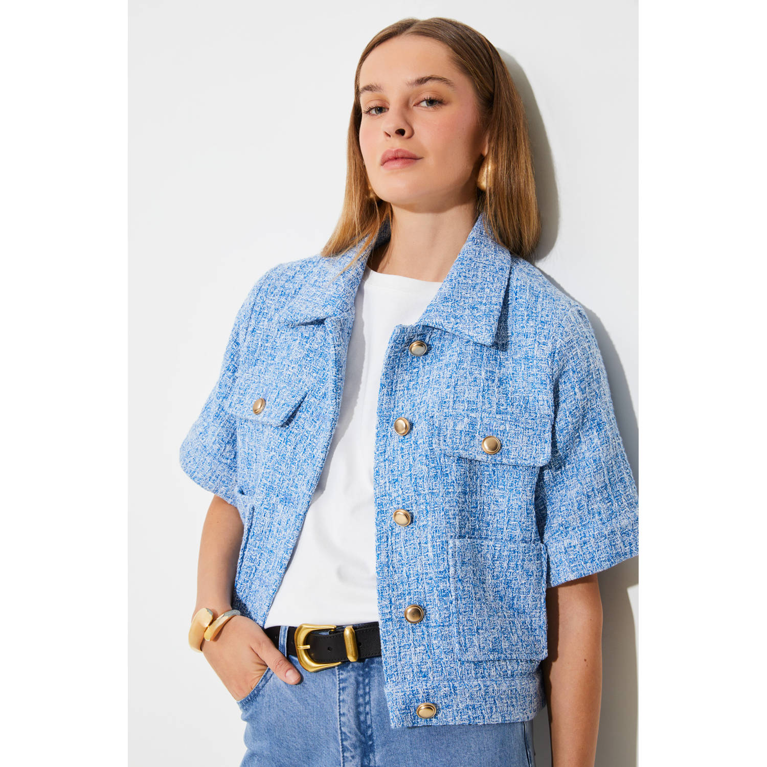 Suncoo tweed jasje blauw