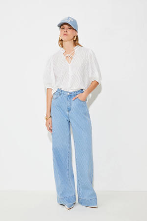high waist wide leg jeans light blue denim