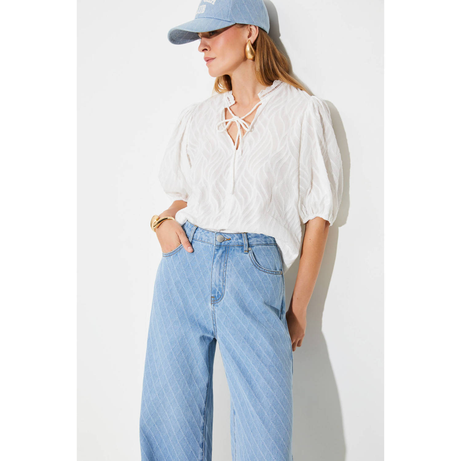 Suncoo high waist wide leg jeans light blue denim