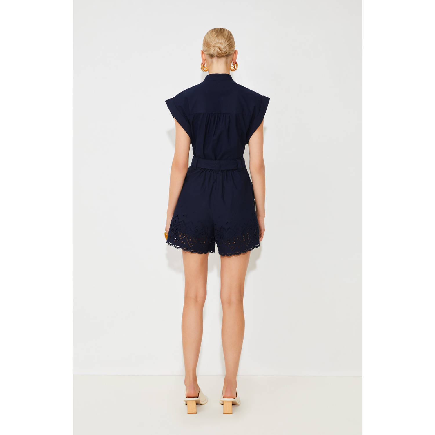 Suncoo blousetop donkerblauw broderie