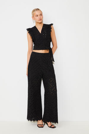 overslagtop zwart broderie