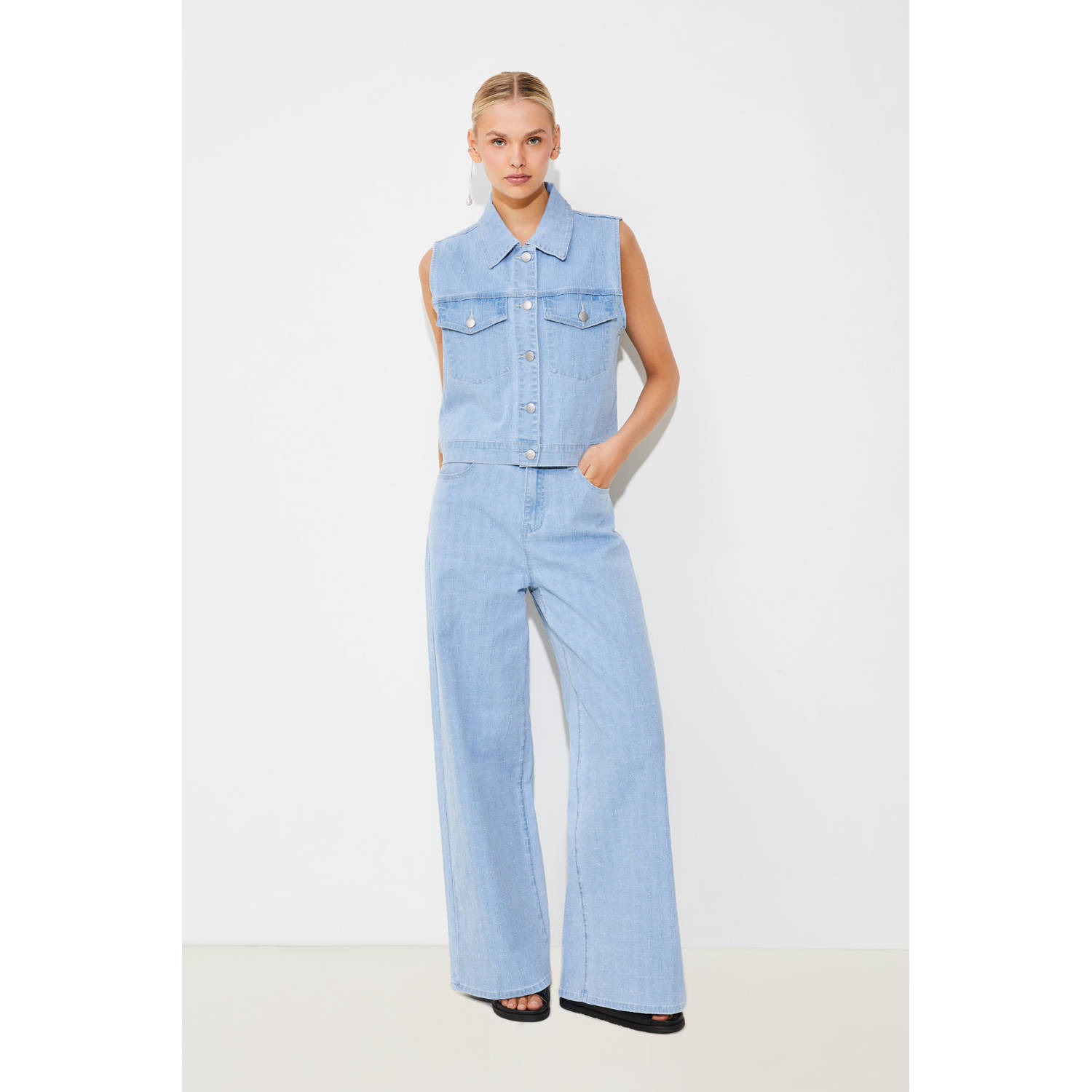 Suncoo high waist wide leg jeans light blue denim