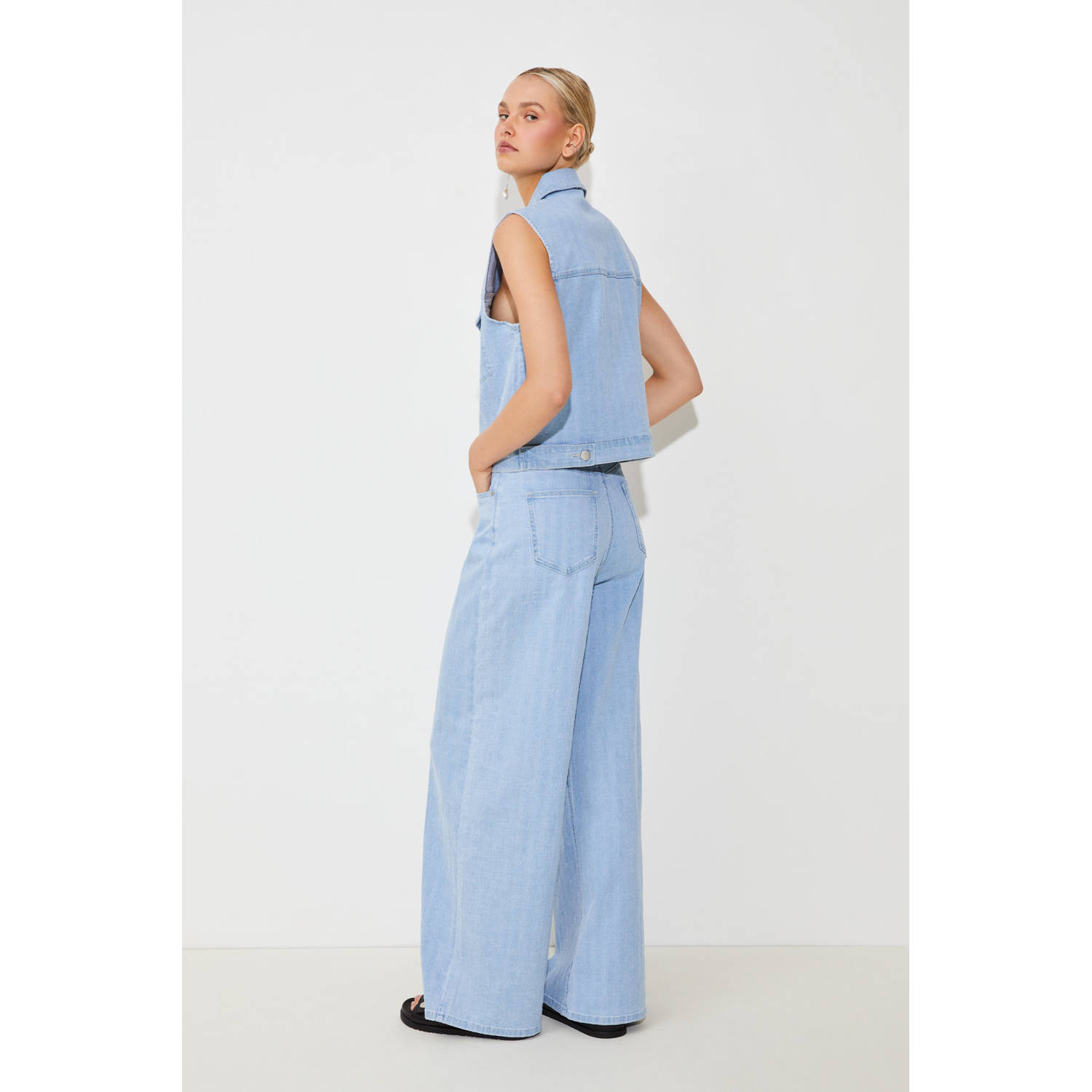 Suncoo high waist wide leg jeans light blue denim