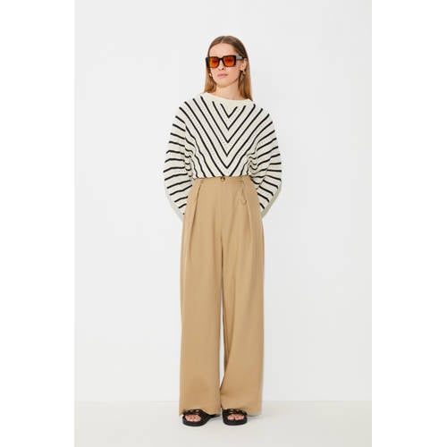 Suncoo wide leg high waist broek camel afbeelding