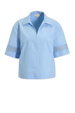 blousetop blauw broderie