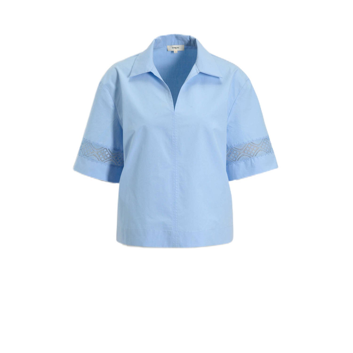 Suncoo blousetop blauw broderie