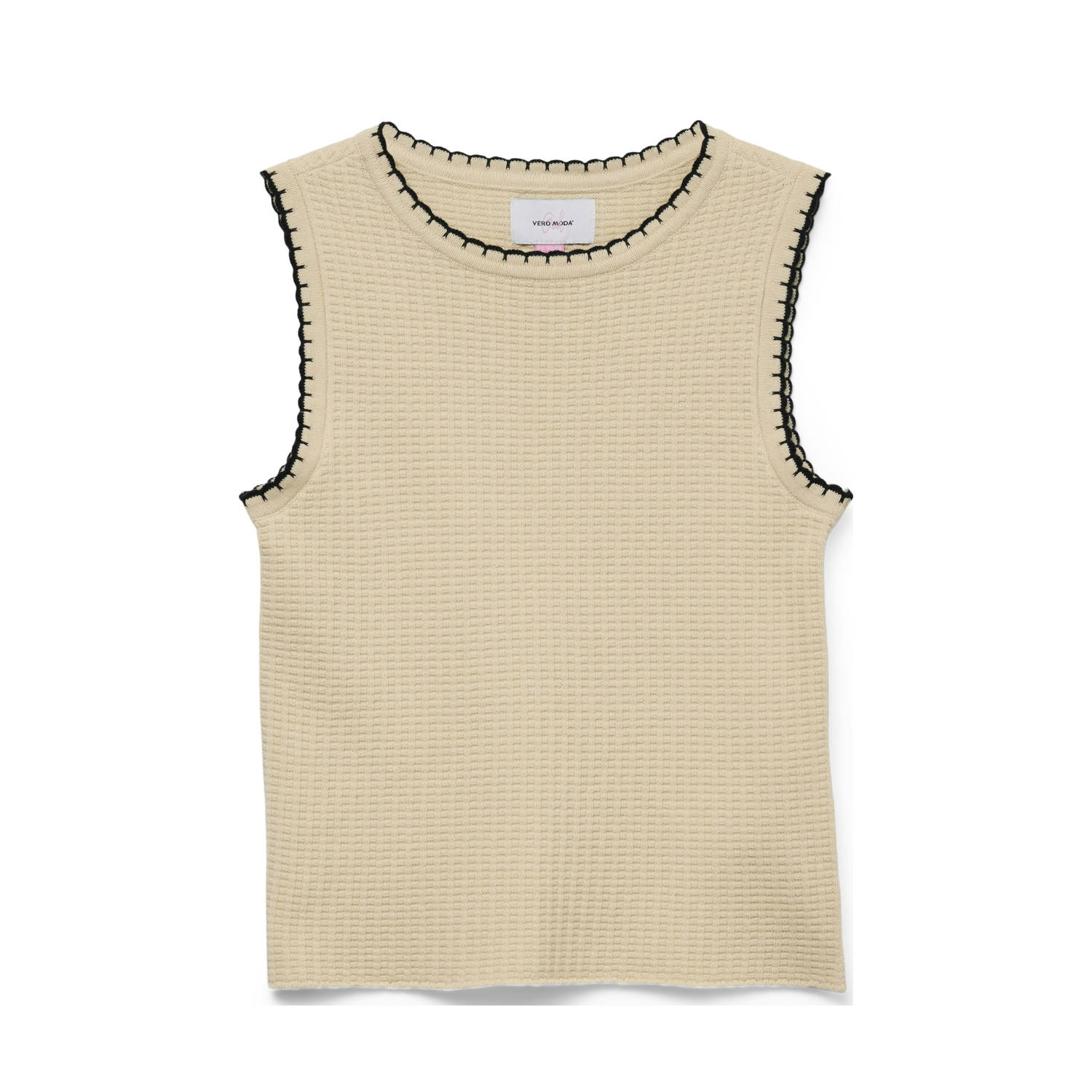 VERO MODA GIRL mouwloze top ecru gebreid