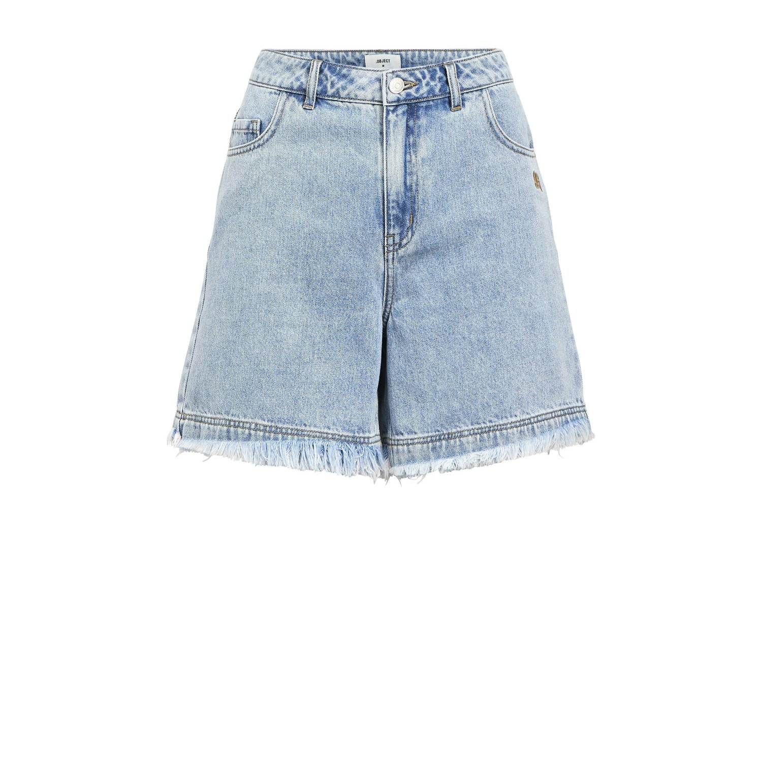 OBJECT rechtvallend regular waist denim short light blue denim