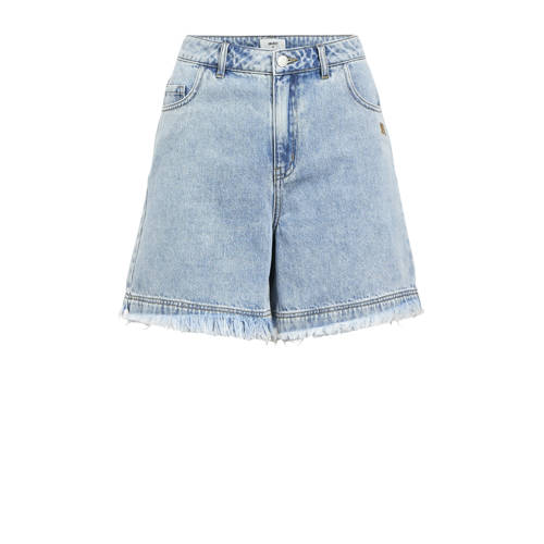 OBJECT rechtvallend regular waist denim short light blue denim afbeelding