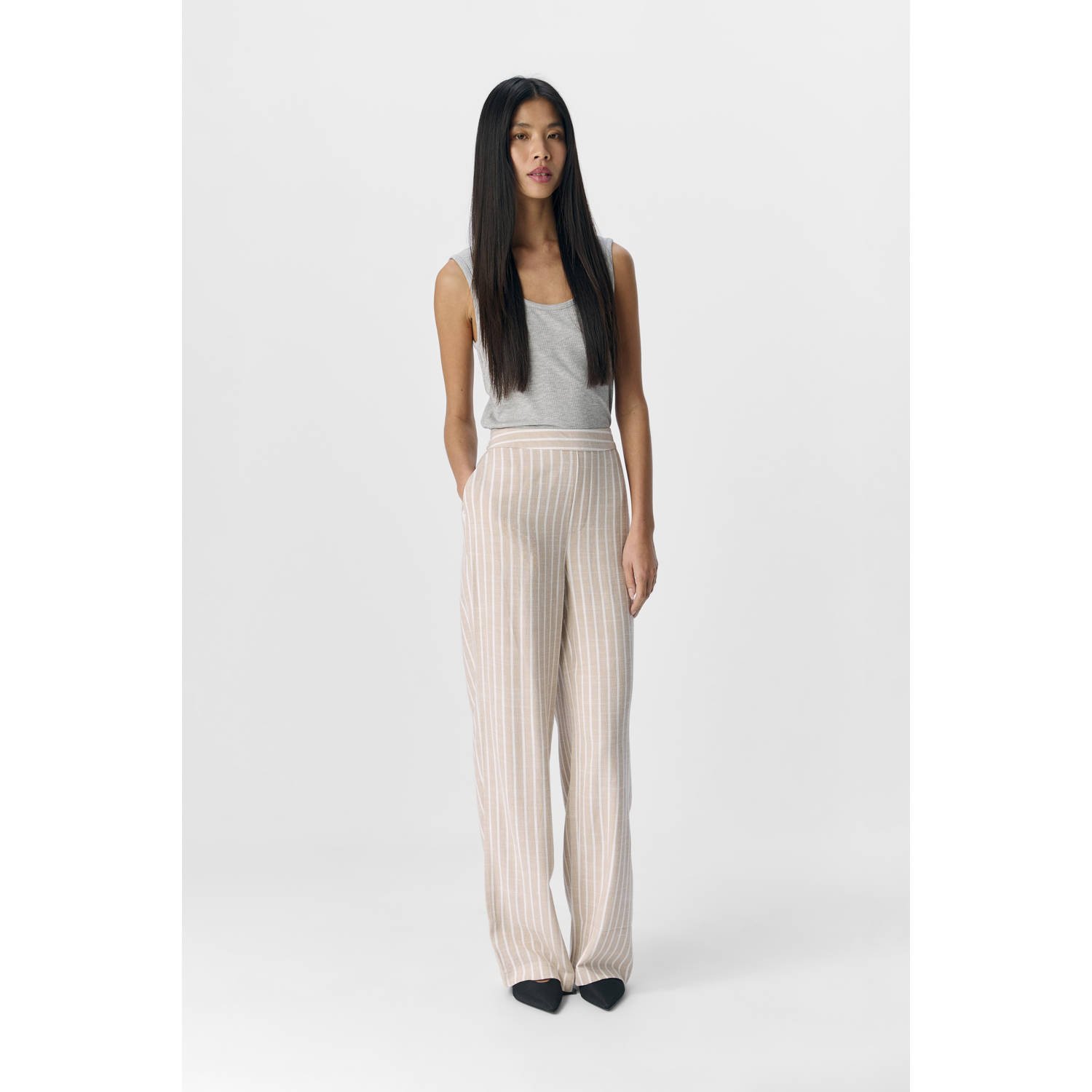 OBJECT straight regular waist broek ecru