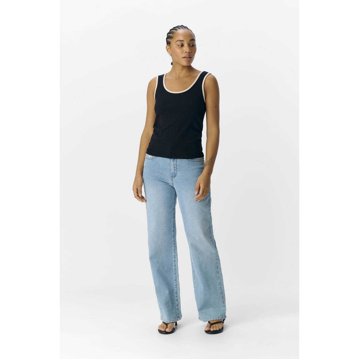 OBJECT top zwart rib gebreid