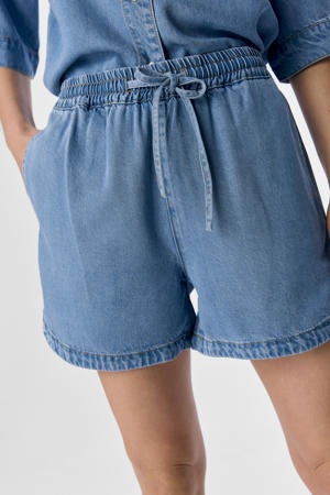 rechtvallend regular waist denim short light blue denim