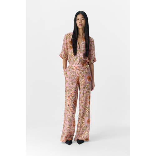 OBJECT wide leg regular waist casual broek roze afbeelding