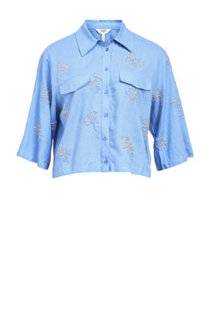 linnen blouse blauw