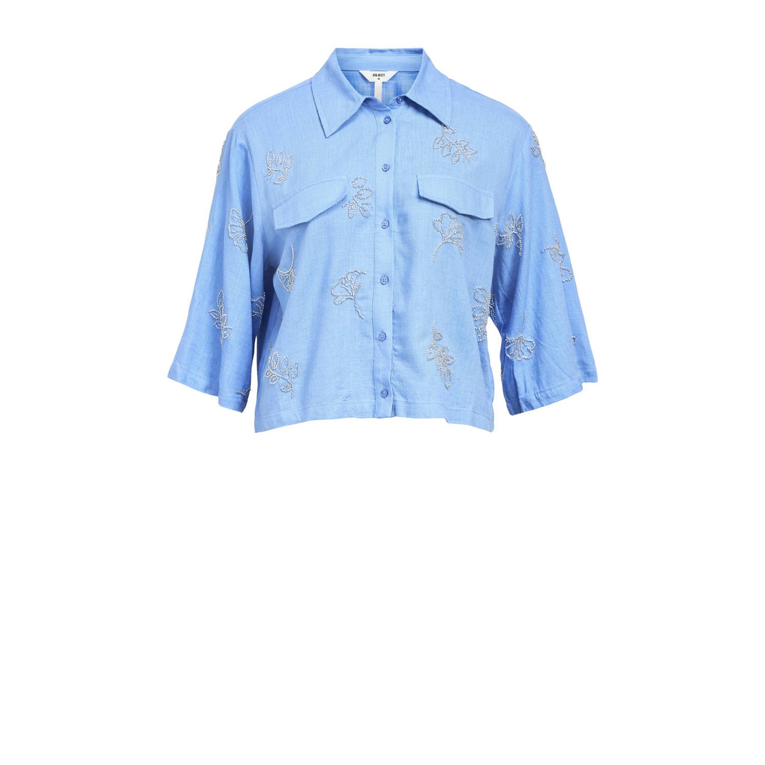OBJECT linnen blouse blauw