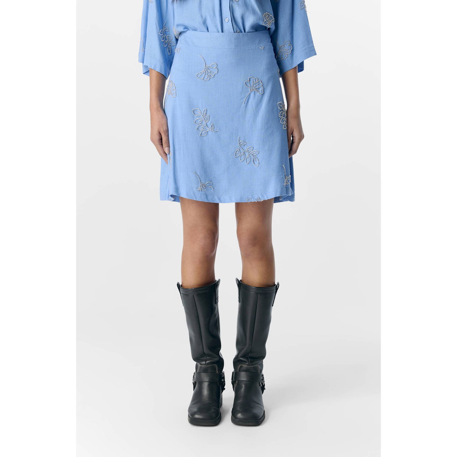 OBJECT linnen mini rok blauw