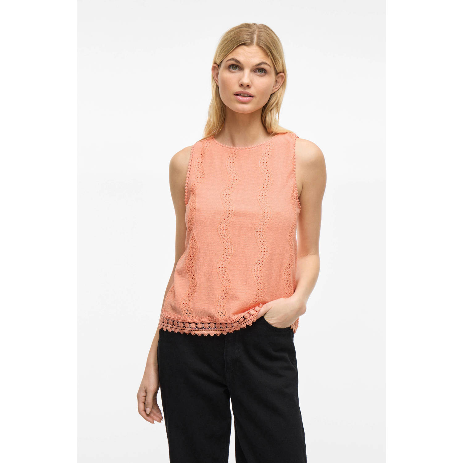 VILA top rosé broderie