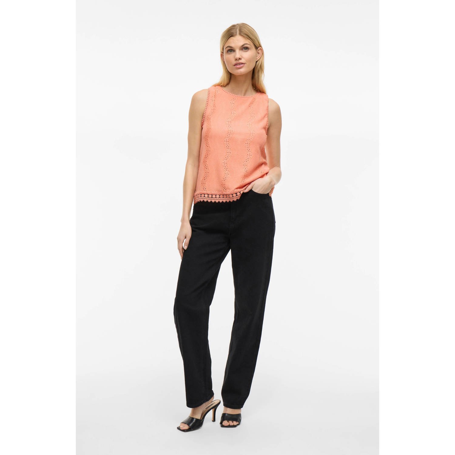 VILA top rosé broderie