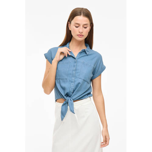 VILA denim blouse medium blue denim afbeelding