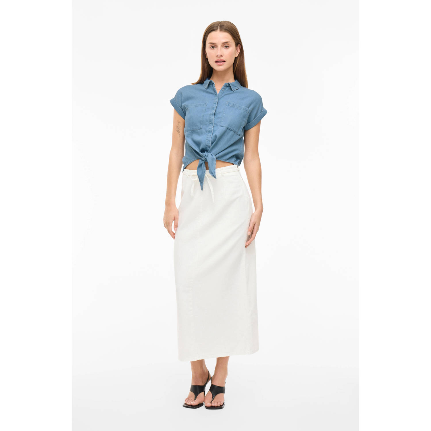 VILA denim blouse medium blue denim