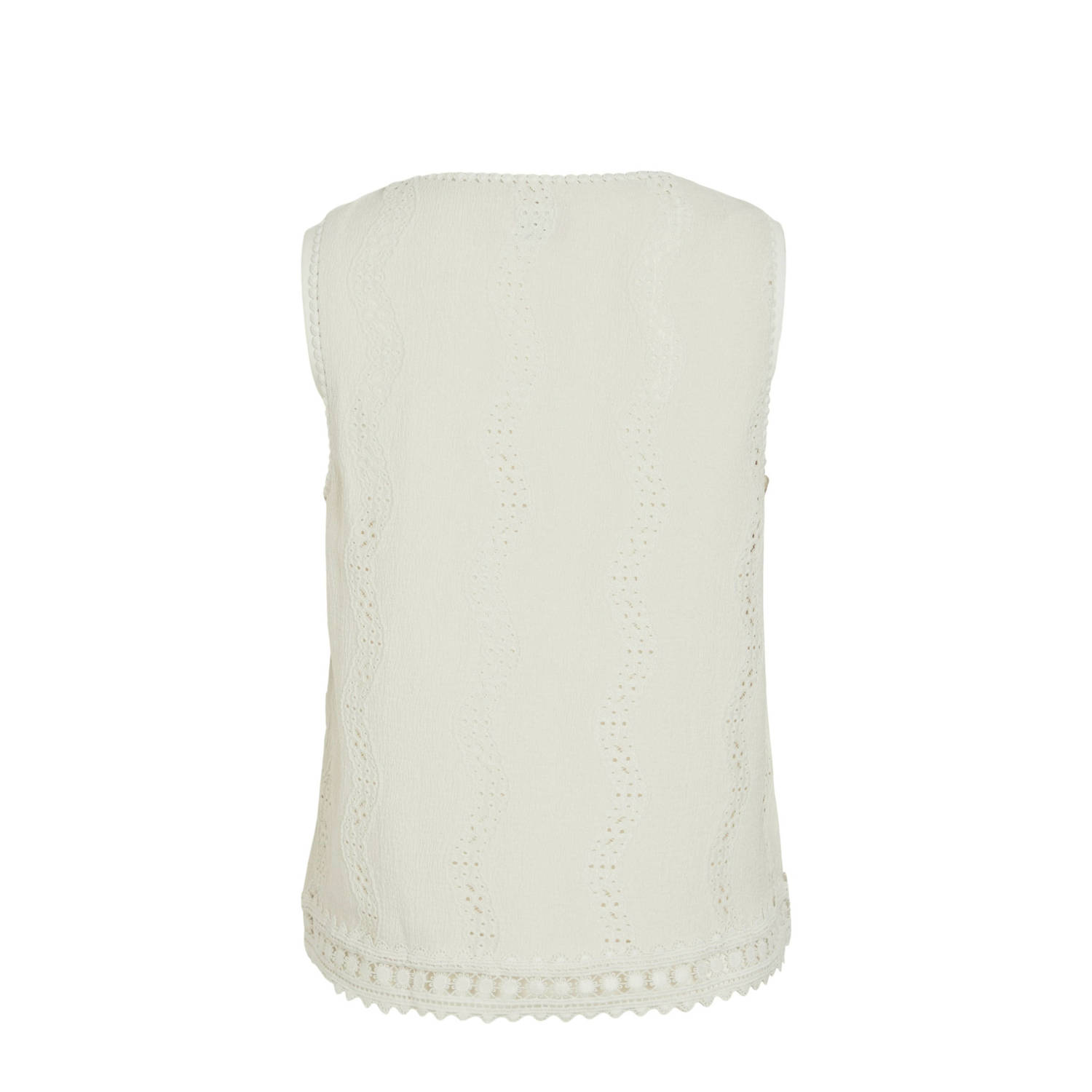 VILA top lichtgrijs broderie
