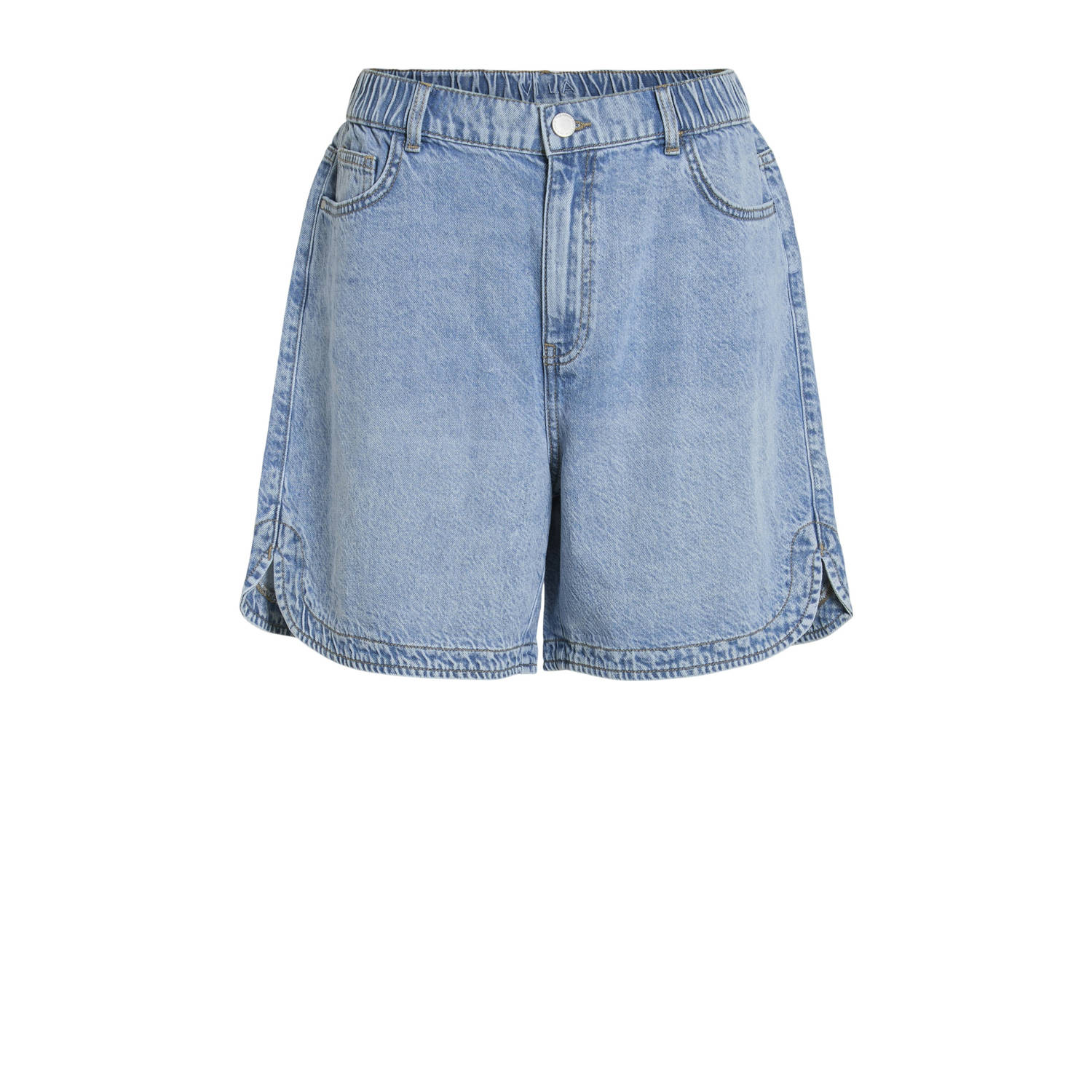 VILA denim regular high waist short donkergroen