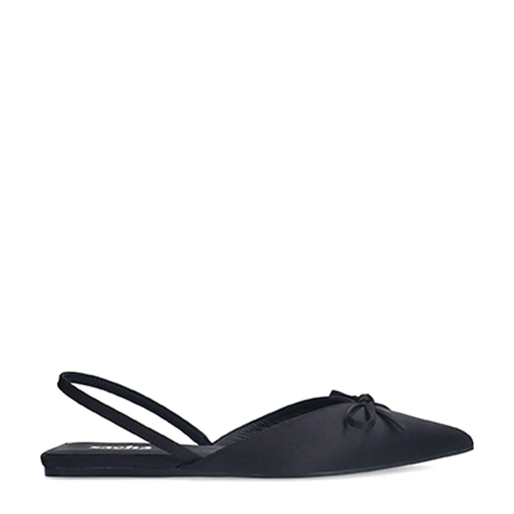 Zwarte dames Sacha slingback loafers van synthetisch materiaal
