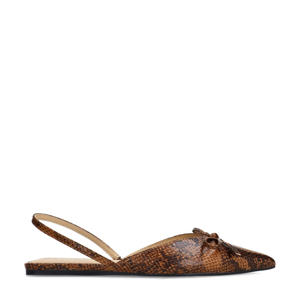 slingback loafers met slangenprint bruin