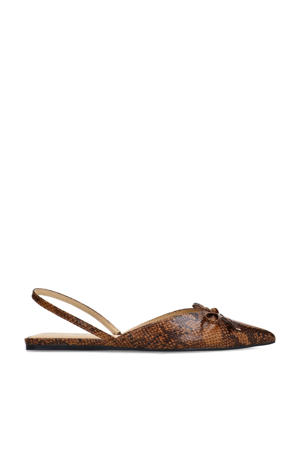 slingback loafers met slangenprint bruin