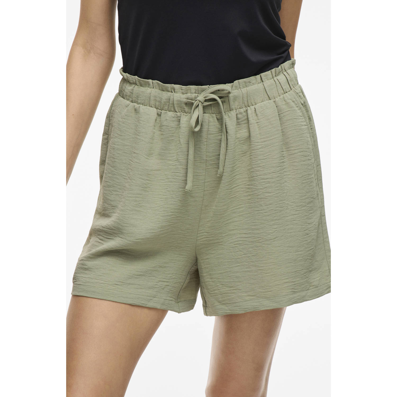VILA regular high waist casual short olijfgroen