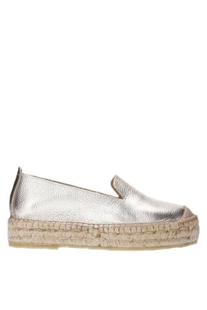 leren espadrilles goud