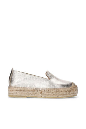leren espadrilles goud